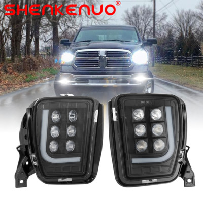 Pair LED DRL Fog Lights Bumper Fit for Dodge Ram 1500 2013 2014 2015 2016 2017