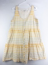 Madewell Dress Womens M Yellow Plaid Button Front Tiered Mini Tank Fairy