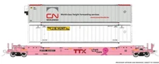 Rapido ~ HO Scale ~ 53' Husky-Stack Well Car TTX ~ On Track For A Cure ~ 401054