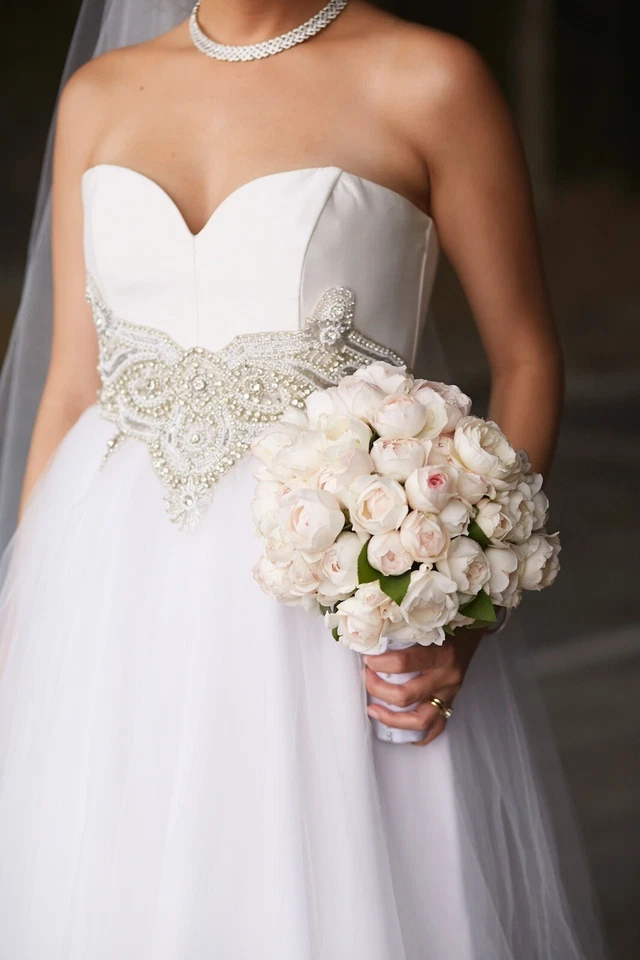 Wedding Dress - Alex Perry Swarovski, silk dress and veil, size 8 - image 2 of 4