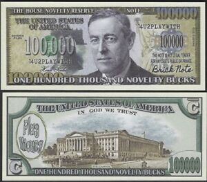 100 000 Dollar Bill Play Funny Money House Reserve Novelty Note Free Sleeve Ebay