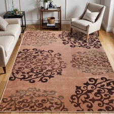 Amber Floral Medallion Non Slip Washable Soft Large Indoor Area Rug or Runner