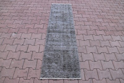 Turkish Handwoven Ethnic Runner Rug Sparta Distressed Anatolian Carpet 2x7ft