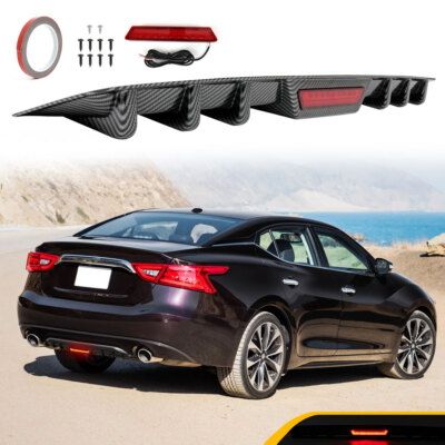 For Nissan Maxima SL SV SR Carbon Fiber Rear Bumper Diffuser + LED Brake light