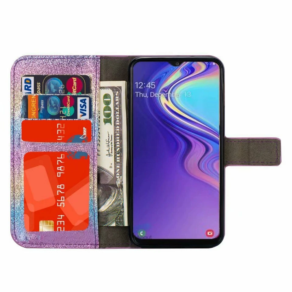 Case For Samsung S6 S7 Edge S8 S9 S10E S20 FE Bling Glitter Wallet Phone Cover  - Image 4 of 4