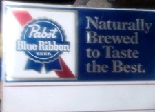 1974 PABST BLUE RIBBON EMBOSS ALUMINUM TACKER SIGN 19"X13" BREWED 2 TASTE BEST