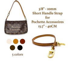 duyp Vachetta Short Leather Strap for Pochette Accessoires mini pouch purse bag
