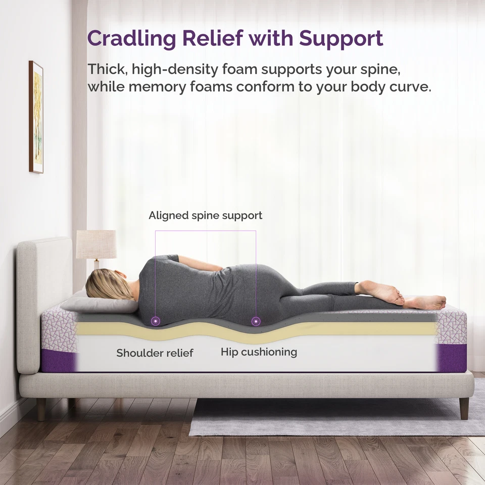 14 inch Queen Size Mattress Bamboo Charcoal Gel Memory Foam Bed in a Box Firm - Image 3 of 4