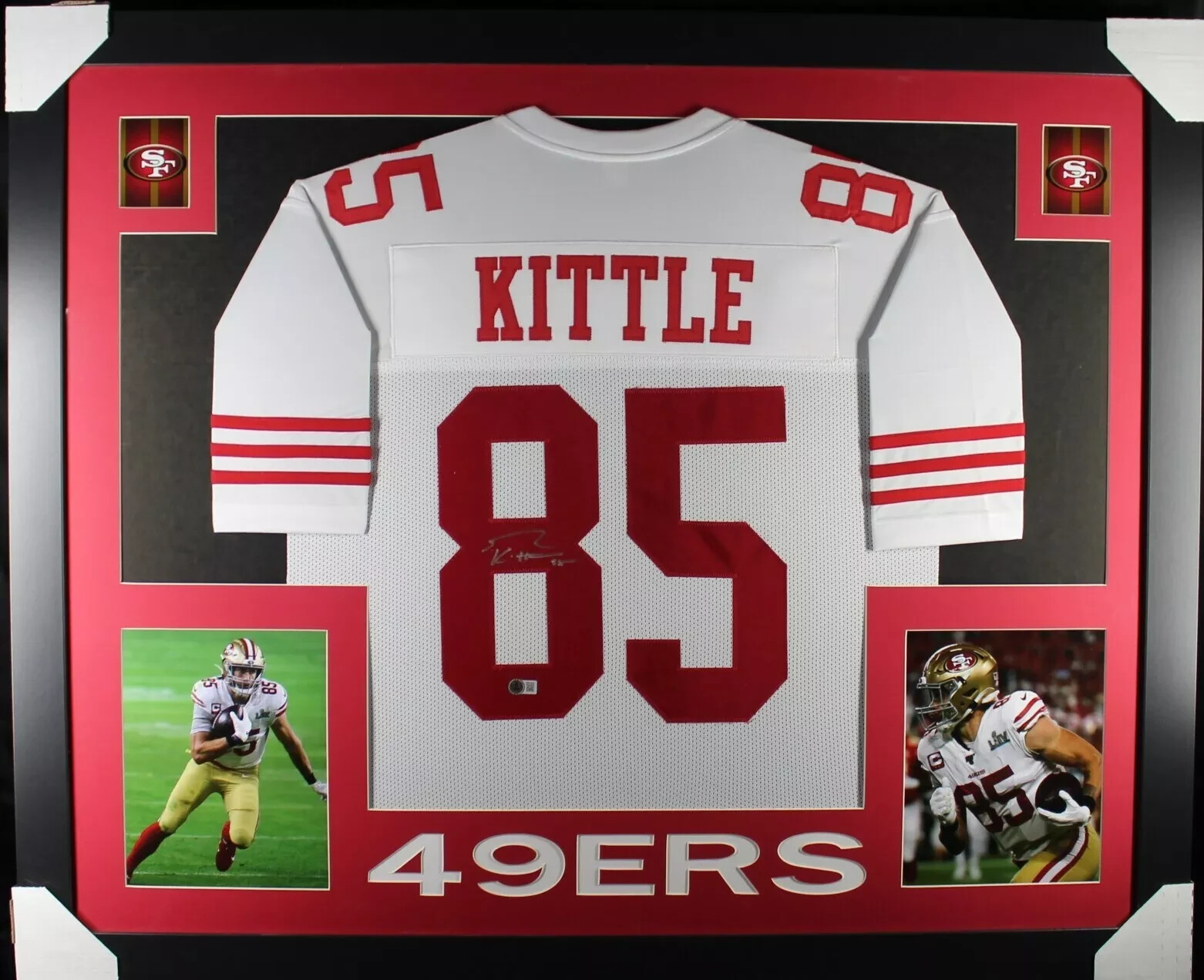 george kittle Autographed Signed San Francisco 49ers / Custom Jersey in 35x43 Frame - BECKETT/BAS 