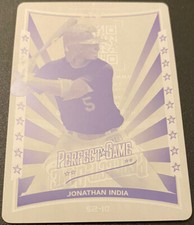 2014 Leaf Perfect Game AAC Direct Set Jonathan India Yellow Printing Plate 1/1