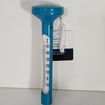 Teal Mainstays Floating Pool Thermometer with tether