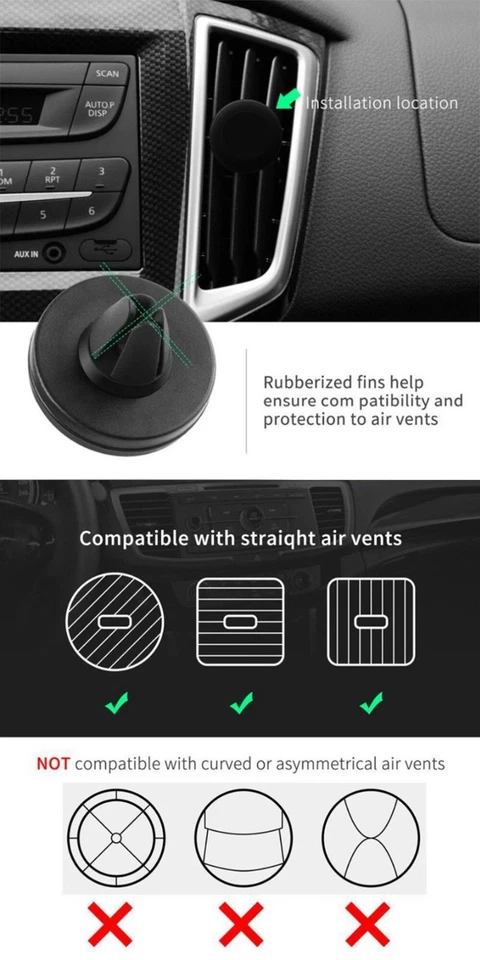 Soporte magnético de ventilación de aire para montaje en automóvil Soporte para teléfono celular GPS apto para iPhone X 8 7 Plus Foto 4 de 4