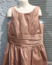 DAVID'S BRIDAL FORMAL DRESS SIZE 12 GIRL'S LATTE KNEE LENGTH SLEEVELESS PLEATED