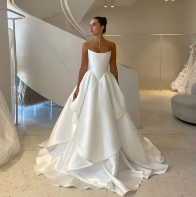 Wedding Nova 2025 Fashion Nova Plus White Dress Eightree Women A-Line Wedding  Dresses White Strapless