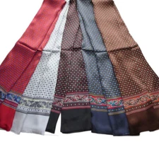 Men's 100 Silk Scarf Double Layer Long Neckerchief Muffler Business Offices