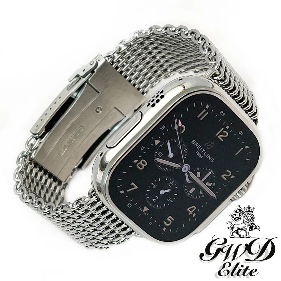 PolishedApple Watch Ultra 2 Titanium 49mm with 23mm Breitling Style Mesh Band - Image 3 of 4