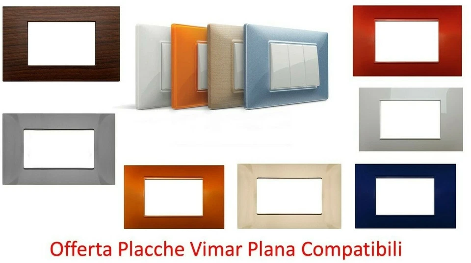 PLACCHE COMPATIBILI CON VIMAR PLANA 3 4 7 MODULI IN VARI COLORI TIPO 14653