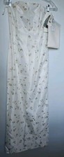 Scott Jessica McClintock Size 8 Off White Dress w/ Gold Floral Leaves NEW