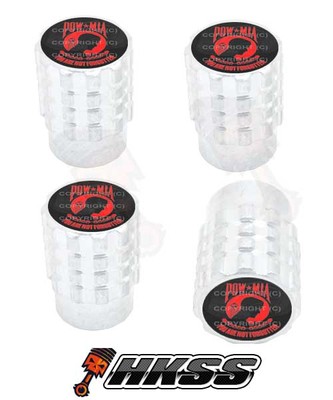 4 Aluminum Tire Air Valve Stem Caps Car Truck Bike Silver - RED POW MIA B 7OE