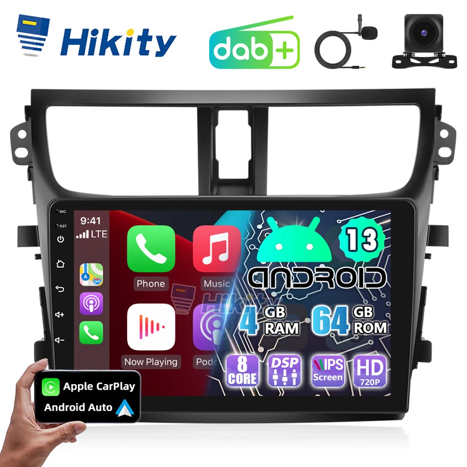 HIKITY DAB+ 8Core 4+64GB CarPlay Android 13 Autoradio Navi Für Suzuki Celerio 2014-2021
