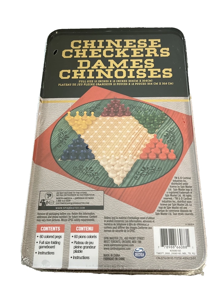 Chinese Checkers Game Set Full Size 12 Inches Spin Master New in box - Metal Tin - Image 2 of 2
