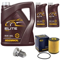 MotoröL Set Mannol Elite 5W40 7 Liter + ÖLfilter + Schraube FüR VW Touareg 3.2