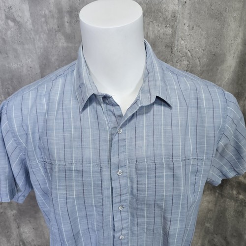 Vintage 90s New Moves Mens XL Lightweight Blue Plaid S/S Button Front Shirt - Picture 2 of 9