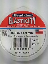 Elastic Beading Cord 1mm 25 Meters. 82ft Clear Beadalon Stretch Cord Elasticity