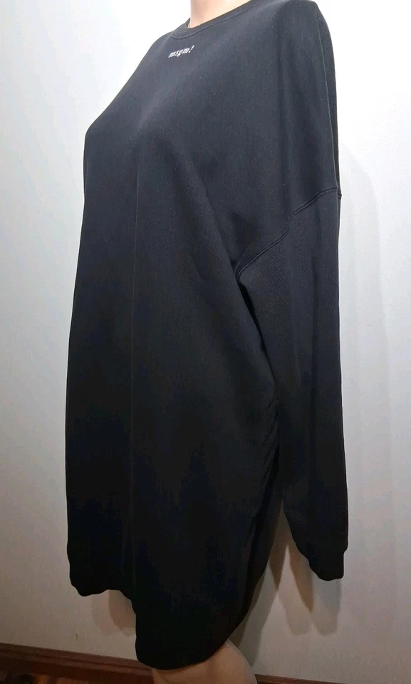 MSGM Women's Black Sweatshirt Dress Long Sleeve Front Logo Size XS - Image 3 of 4