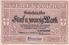 Coblenz - Stadt - 25 Mark - ohne rotes Siegel - ohne KN - Geiger 082.W1a)