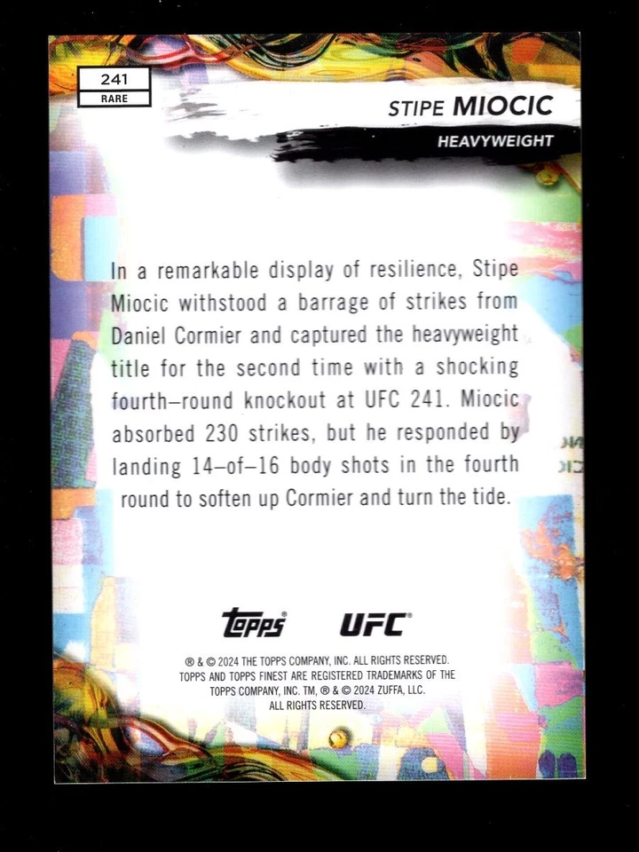 2024 TOPPS FINEST UFC RARE SUPERFRACTOR #241 STIPE MIOCIC - Image 2 of 2