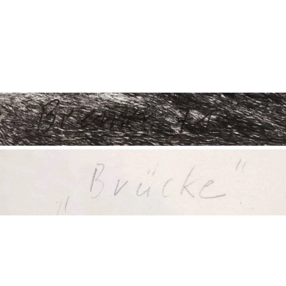 BREMER HANDZEICHNUNG KUGELSCHREIBER BRÜCKE SOLDATEN KRIEG UNIKAT 1971 VP: 180€* - Bild 2 von 4