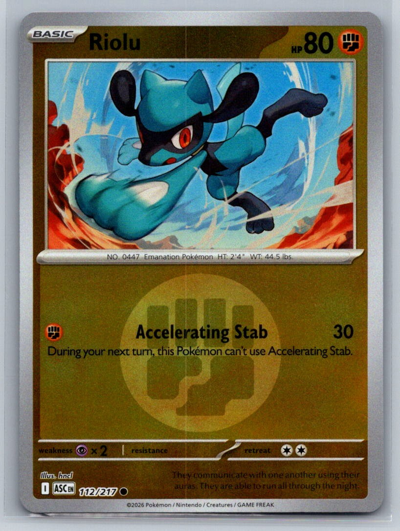 ME: Ascended Heroes #112/217 Riolu (Energy Symbol Pattern) Common,Reverse Holo