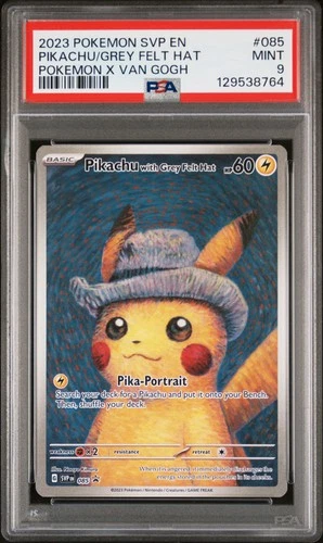 2023 POKEMON SVP EN-SV BLACK STAR PROMO #085 PIKACHU WITH GREY FELT HAT PSA 9