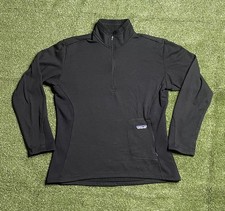 Vtg Patagonia 1/4 Zip Pullover Womens M Black R1 Polartec Grid Fleece USA Made