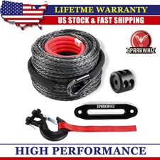 SPARKWHIZ Synthetic Winch Rope Cable Kit 26500LBS 3/8"x100FT Winch Line Cable US