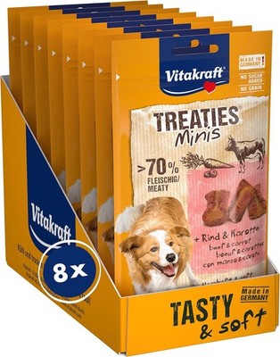 Vitakraft Treaties Minis, Hundeleckerli, weicher Hundesnack gefüllt mit Rind und