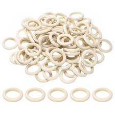 100 PCS 35mm /1.4in Natural Wooden Ring for Craft Unfinished Solid Rings