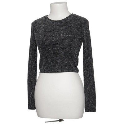 H&M, Crop Top, Größe: S, Schwarz/Silber, Elasthan/Metallfaser/Polyamid #tTK