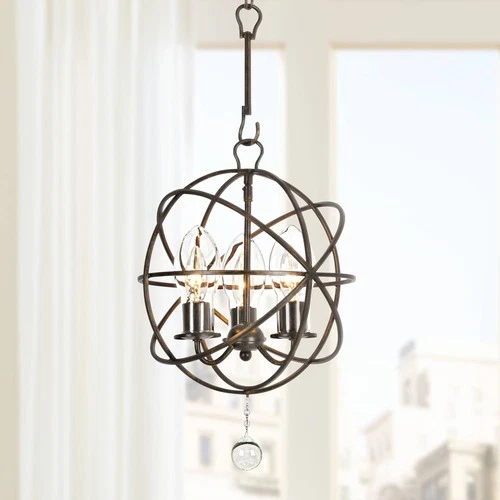 Solaris 12"W English Bronze 3-Light Outdoor Mini Chandelier - Picture 1 of 6