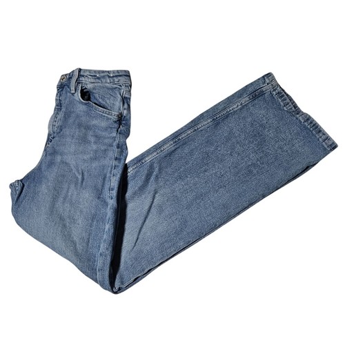 H&M Wide Adjustable Waist High Rise Jeans Girls Size 14 Light Wash Denim Pants