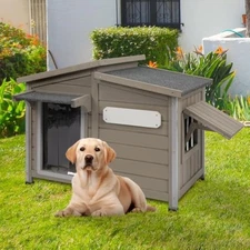 Outdoor Dog House for Summer – Weatherproof Wooden Kennel with Chew-Pr