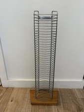 Metal CD Storage Tower Rack 26” Tall With Wooden Base Holds 40 CDs