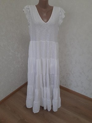 Women Boden Dress White Cotton 40 / L / 48 #8E7N