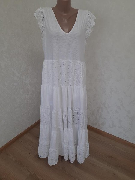 Women Boden Dress White Cotton 40 / L / 48 #8E7N