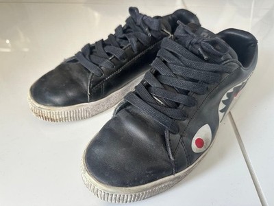 BAPE STA Sneaker Herren 9,5 US White Shark Design Low Top Schwarz Gebraucht...