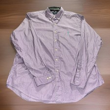 Ralph Lauren XL 17 1/2 Men's Classic Fit Purple Striped Button Down Shirt Preppy