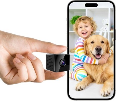 javiscam Mini Kamera inklusive Eurostecker,4K WiFi Überwachungskamera Innen Akku