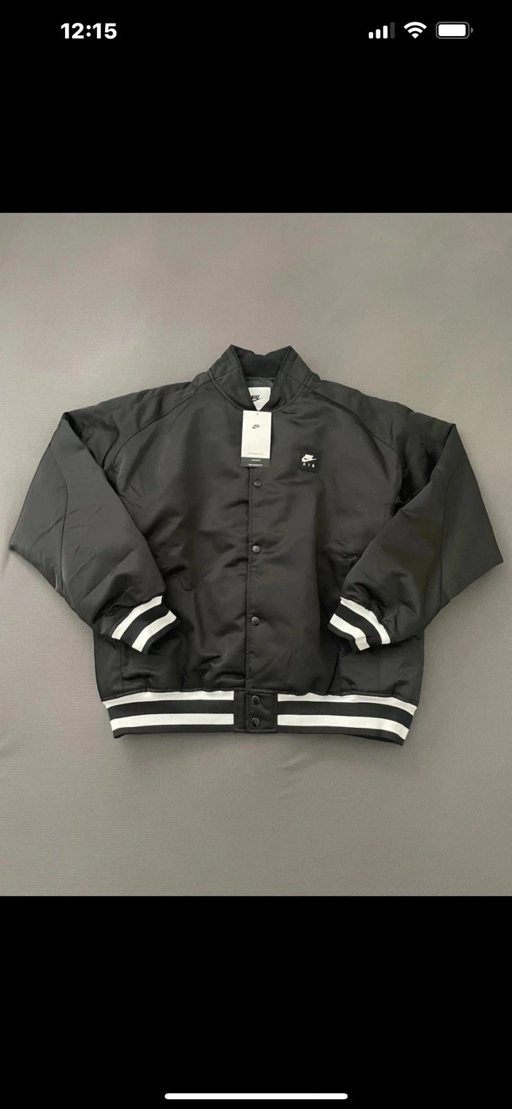 NWT Nike Air Varsity Therma-Fit Bomber Jacket HJ0301-010 Black Mens Extra Large