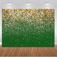 CHAIYA 7x5FT Green and Gold Birthday Backdrop - Spots Bokeh 7  x5  ,